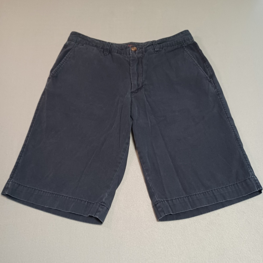 Merona Mens‎ Navy Blue 100% Cotton Chino Shorts Size 33 Flat Front Casual Summer